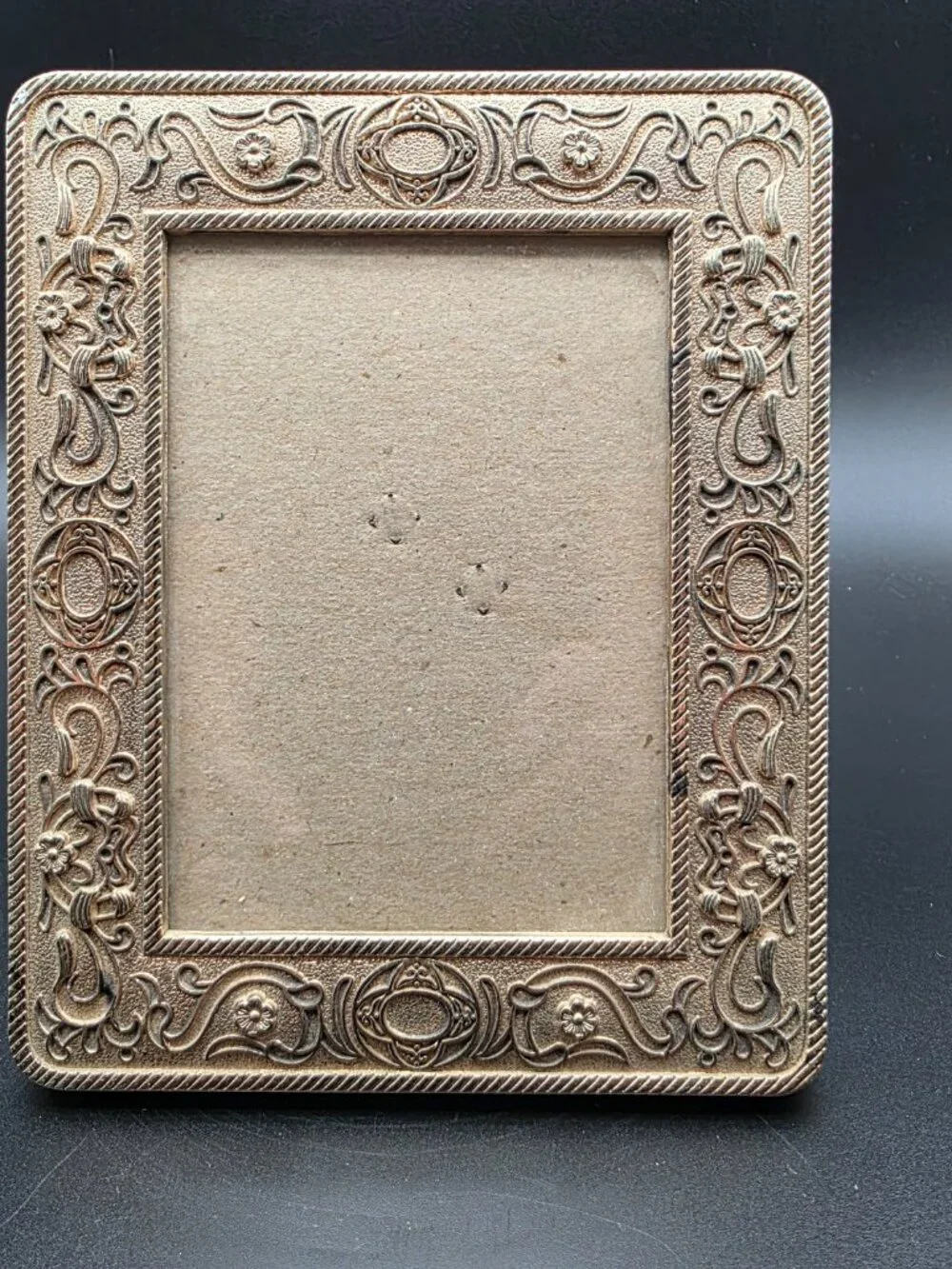 Vintage Heavy Duty Ornate Brass Metal Picture Frame 5x7 Scrollwork